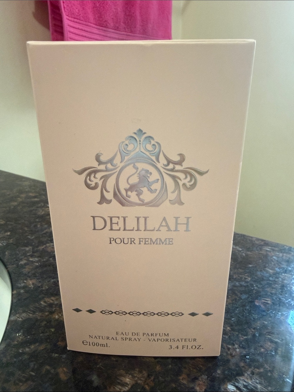 Elilah Perfume Box in Soft Pink with Silver Text